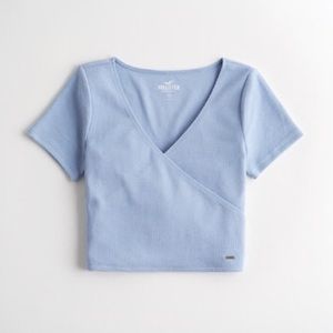 NWT Hollister Light Blue Wrap Side-Tie Crop Top
